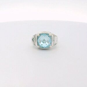 John Hardy Sterling Blue Topaz Bamboo Ring - Size 7.5